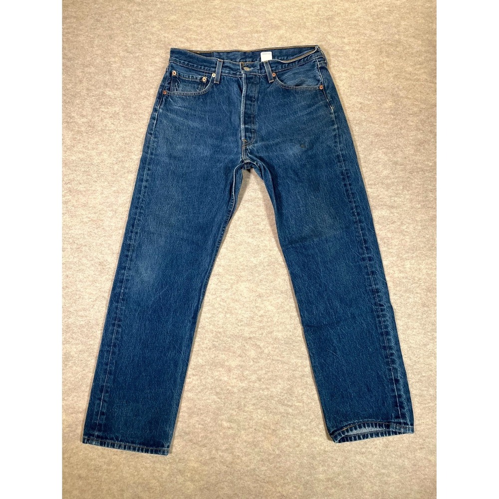 Levi's 501 Jeans Men 34x32 Blue Denim Cotton 5-Pockets Straight Leg Mid Rise‎